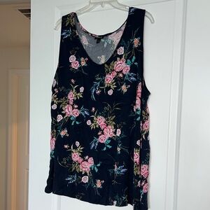 Torrid Navy and Pink Floral Tank Top